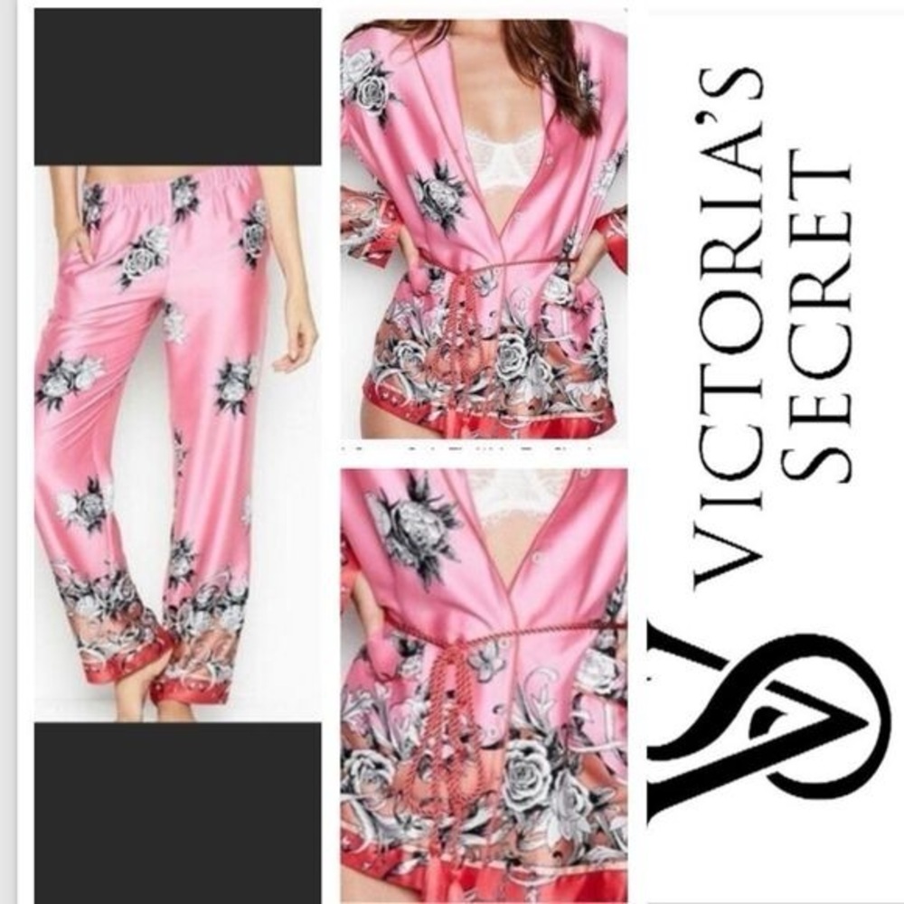 Victoria's Secret Pink Floral Pajama Set (A259) small top XS bottom
